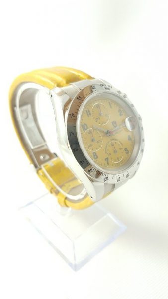 Tudor Prince Date 79280 Chronograph Automatic Wristwatch with Yellow Dial, Rolex Service Papers, Circa 2000s