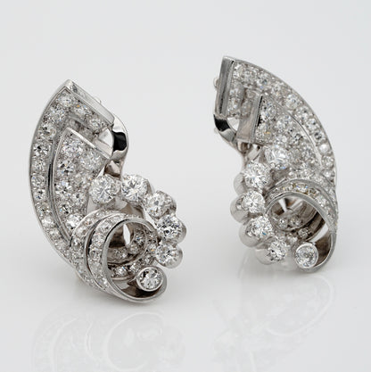 Art Deco 4.50ct Diamond Cornucopia Earrings