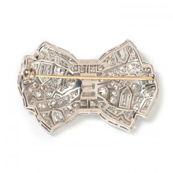 Tiffany and Co Art Deco 6.5ct Diamond Bow Brooch
