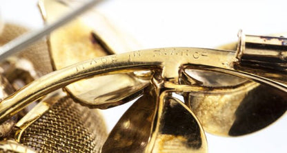 Cartier 2.25ct Diamond and Gold Articulated Rose Flower Brooch