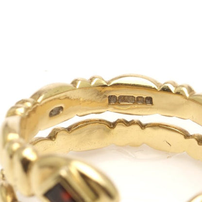 Vintage 18ct Yellow Gold Snake Ring with Garnet, Sheffield 1989