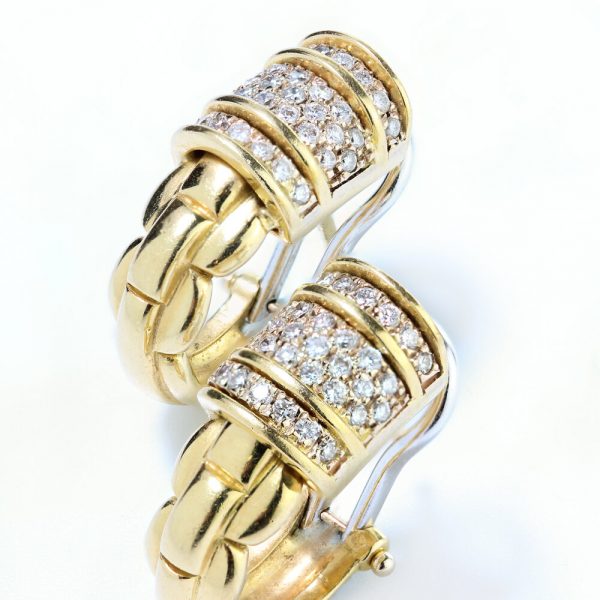 Vintage Fope 1.36ct Diamond Set 18ct Yellow Gold Earrings, Circa 1990s