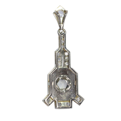 Art Deco pendant, onyx plaque with a prominent rose cut diamond Circa 1930