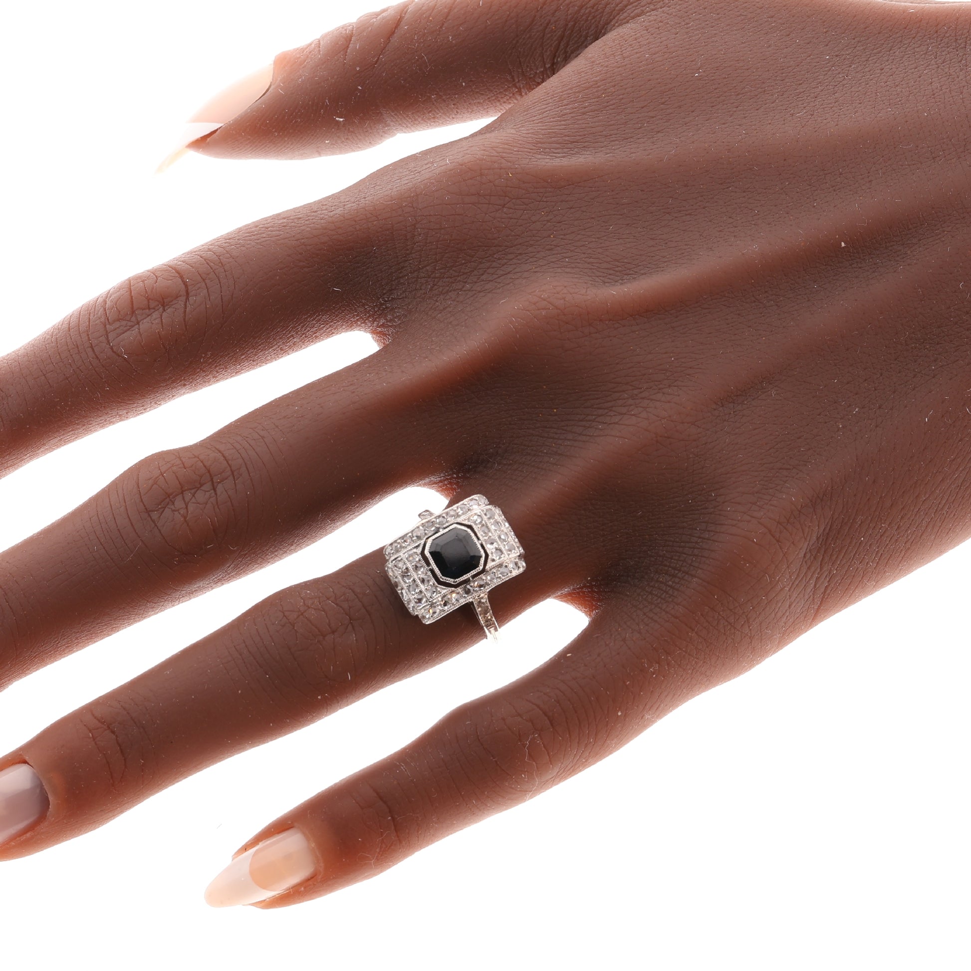 Art Deco Sapphire & Diamond Dress Panel Ring in platinum circa 1930