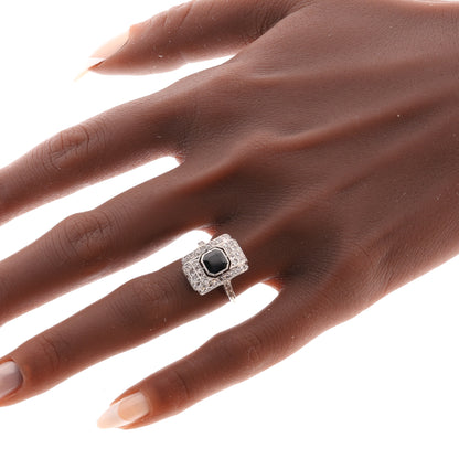 Art Deco Sapphire & Diamond Dress Panel Ring in platinum circa 1930