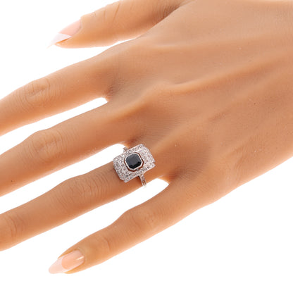 Art Deco Sapphire & Diamond Dress Panel Ring in platinum circa 1930