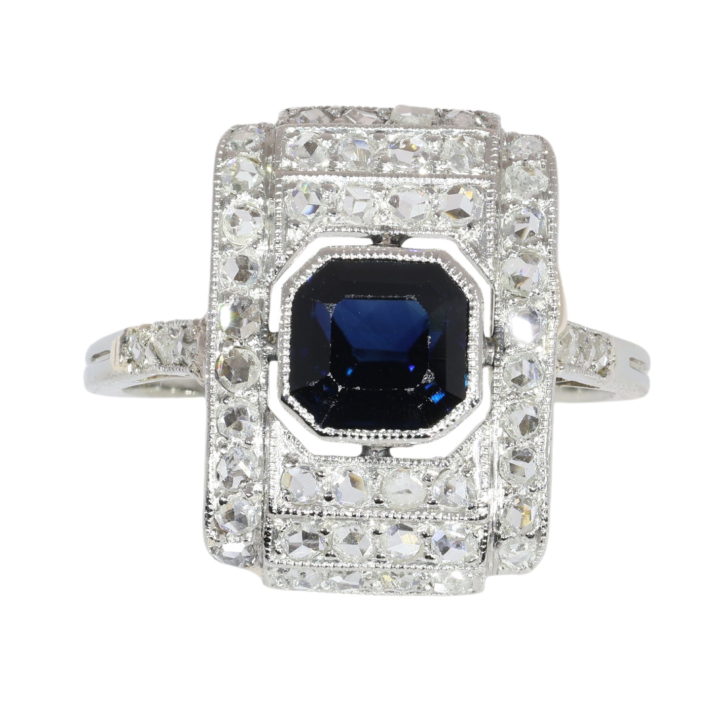 Art Deco Sapphire and diamond dress panel ring platinum circa 1930