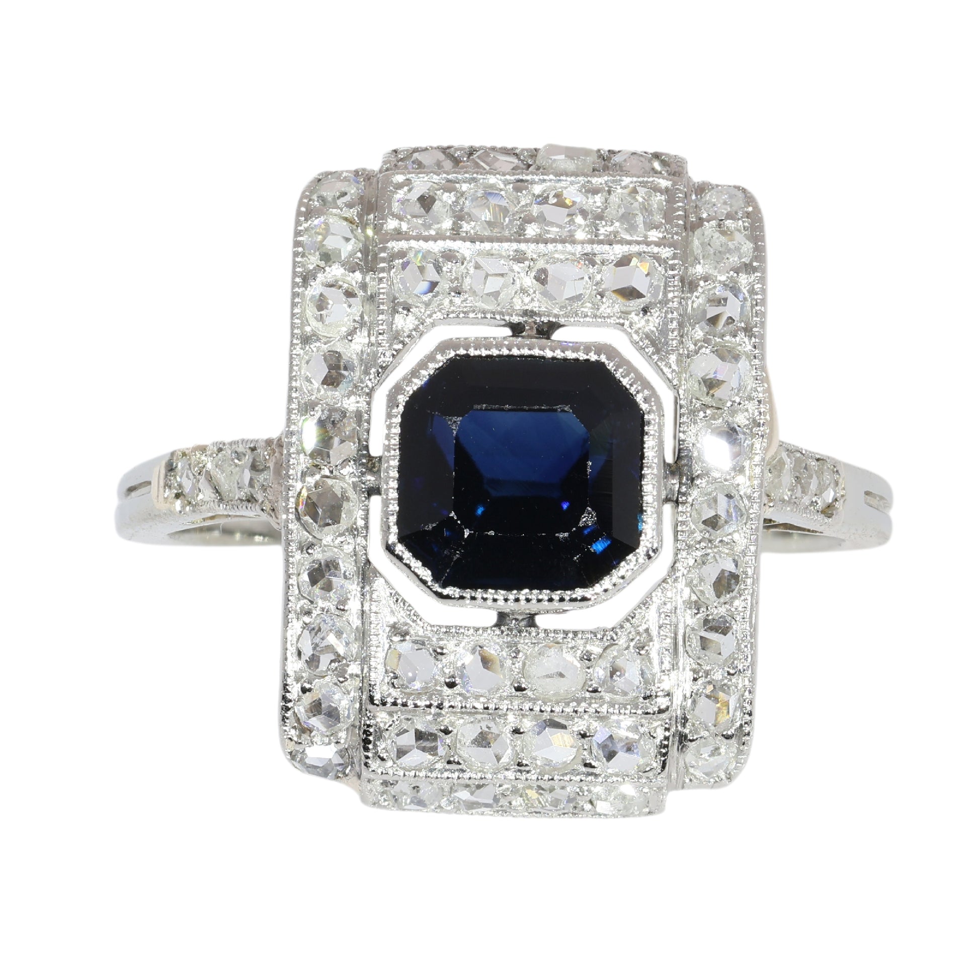 Art Deco Sapphire and diamond dress panel ring platinum circa 1930