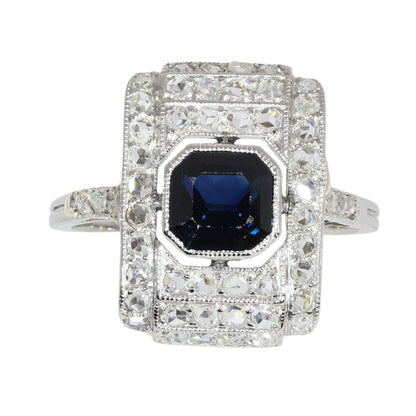 Art Deco Sapphire and diamond dress panel ring platinum circa 1930