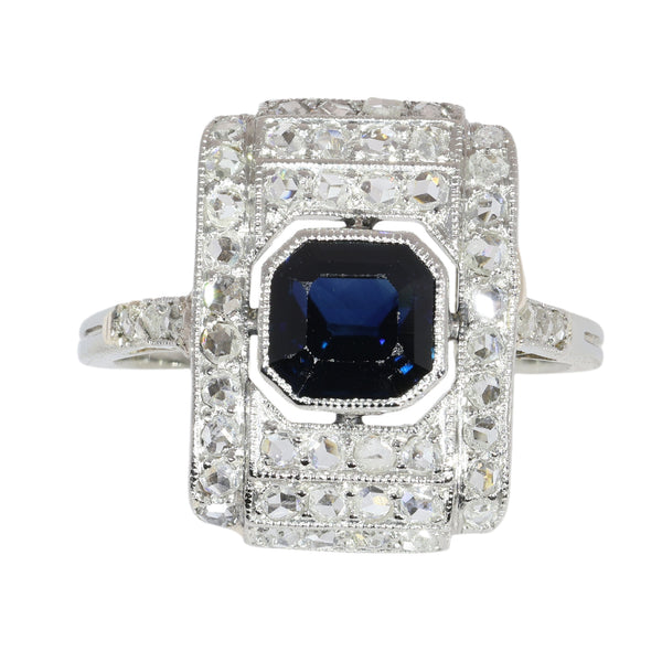 Art Deco Sapphire and diamond dress panel ring platinum circa 1930