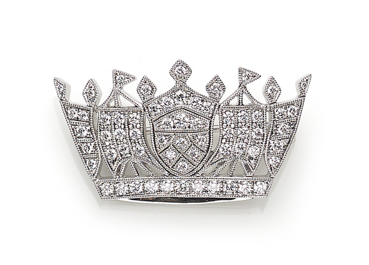 Diamond set naval crown brooch