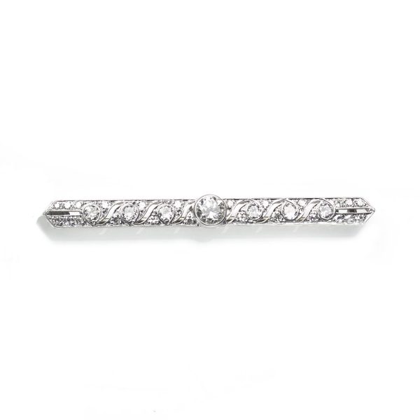 Antique Edwardian Diamond Set Bar Brooch