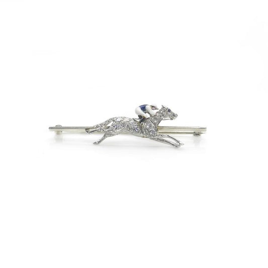 Antique Art Deco Diamond Horse and Jockey Brooch