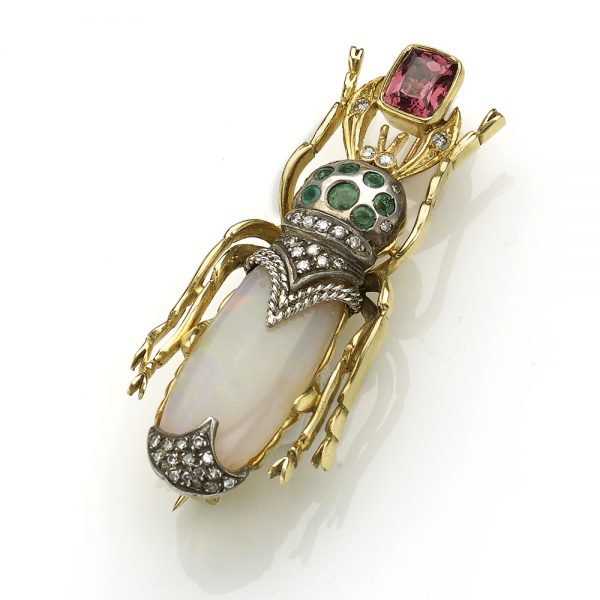 Gem Set Stag Beetle Brooch