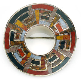 Oversized Antique Victorian Scottish Agate Brooch