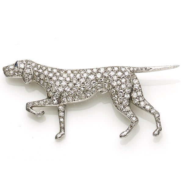 Antique Edwardian Diamond Set Dog Brooch
