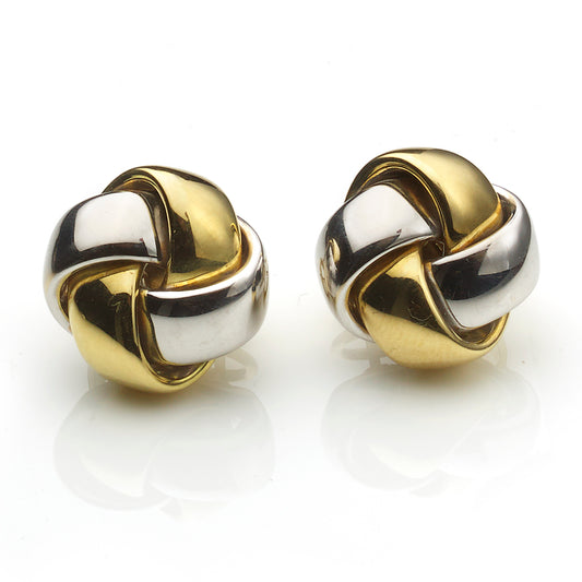 Large Yellow & White Gold Knot Earrings