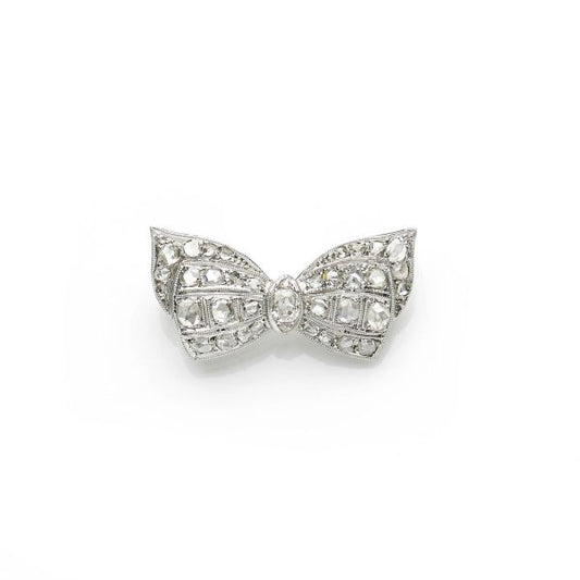 Edwardian Style Diamond Bow Brooch April Birthstone
