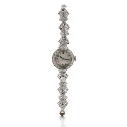 Art Deco Diamond Platinum Cocktail Watch, 3.20 carats