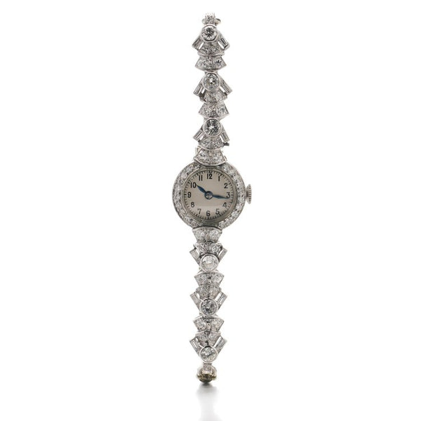 Art Deco Diamond Platinum Cocktail Watch, 3.20 carats
