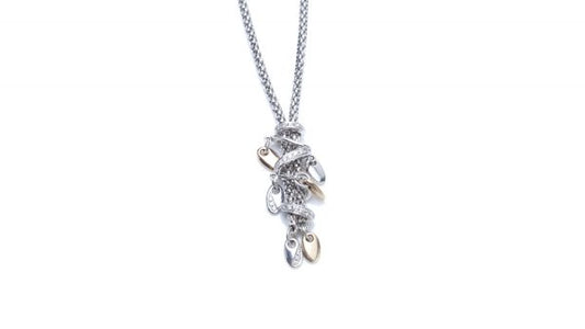 Fope 18ct White Gold Necklace; with 0.52 carats brilliant cut Diamond set rondels, Made in Italy, Circa 2000s