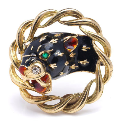 Frascarolo Gold and Enamel Panther Brooch