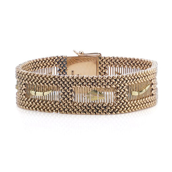 Vintage 18ct Yellow Gold Braid Openwork Bracelet