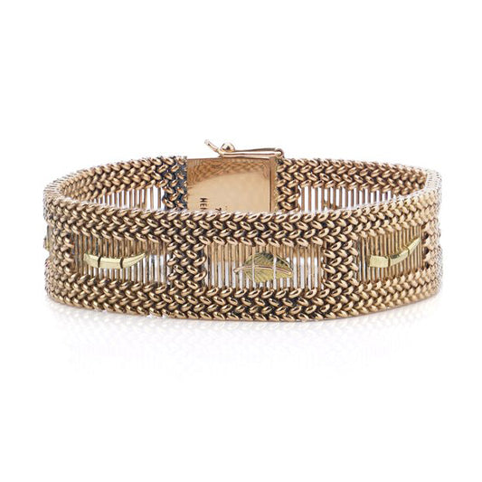 Vintage 18ct Yellow Gold Braid Openwork Bracelet