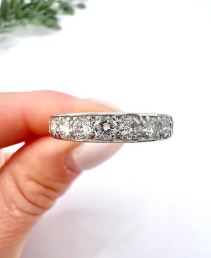 Antique 1920s Platinum French Stamped, 2 Carat Full Diamond Eternity Ring, Wedding Band