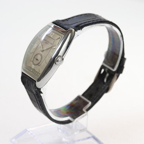 Franck Muller Havana 2852 Manual 30mm Steel Watch; silver dial, Arabic numerals, small seconds sub-dial, black leather strap with steel buckle