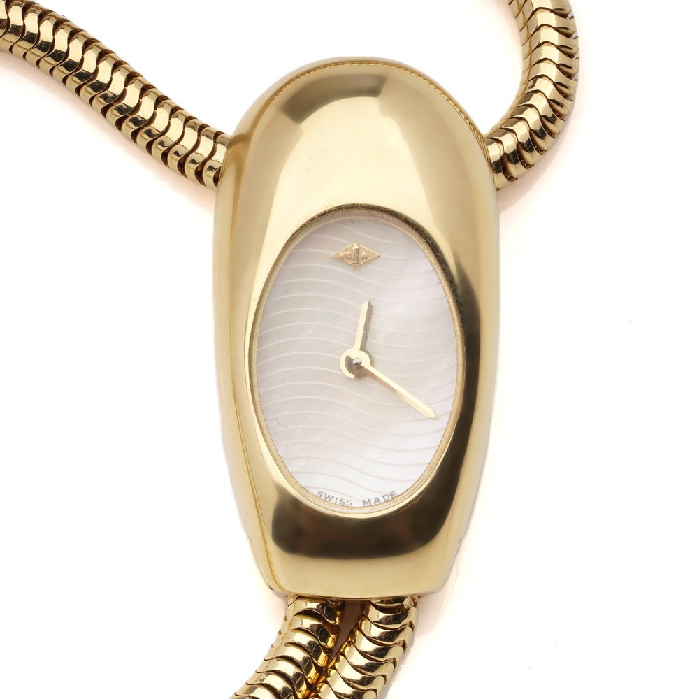 Vintage Van Cleef and Arpels Cadenas Serti 18ct Yellow Gold Watch with Diamonds, Circa 1990s