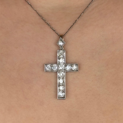 Victorian Antique 5ct Old Cut Diamond Cross Pendant