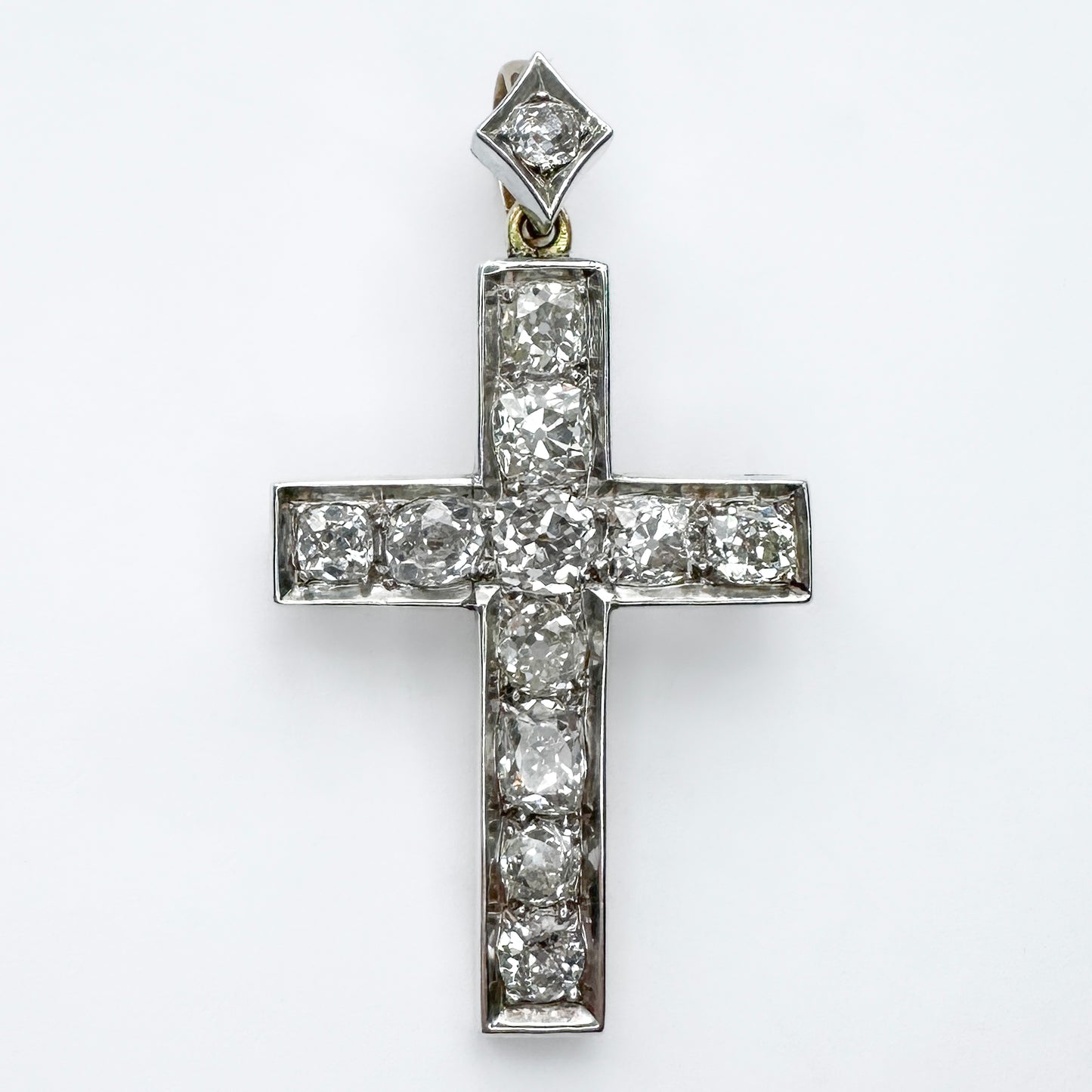 Victorian Antique 5ct Old Cut Diamond Cross Pendant