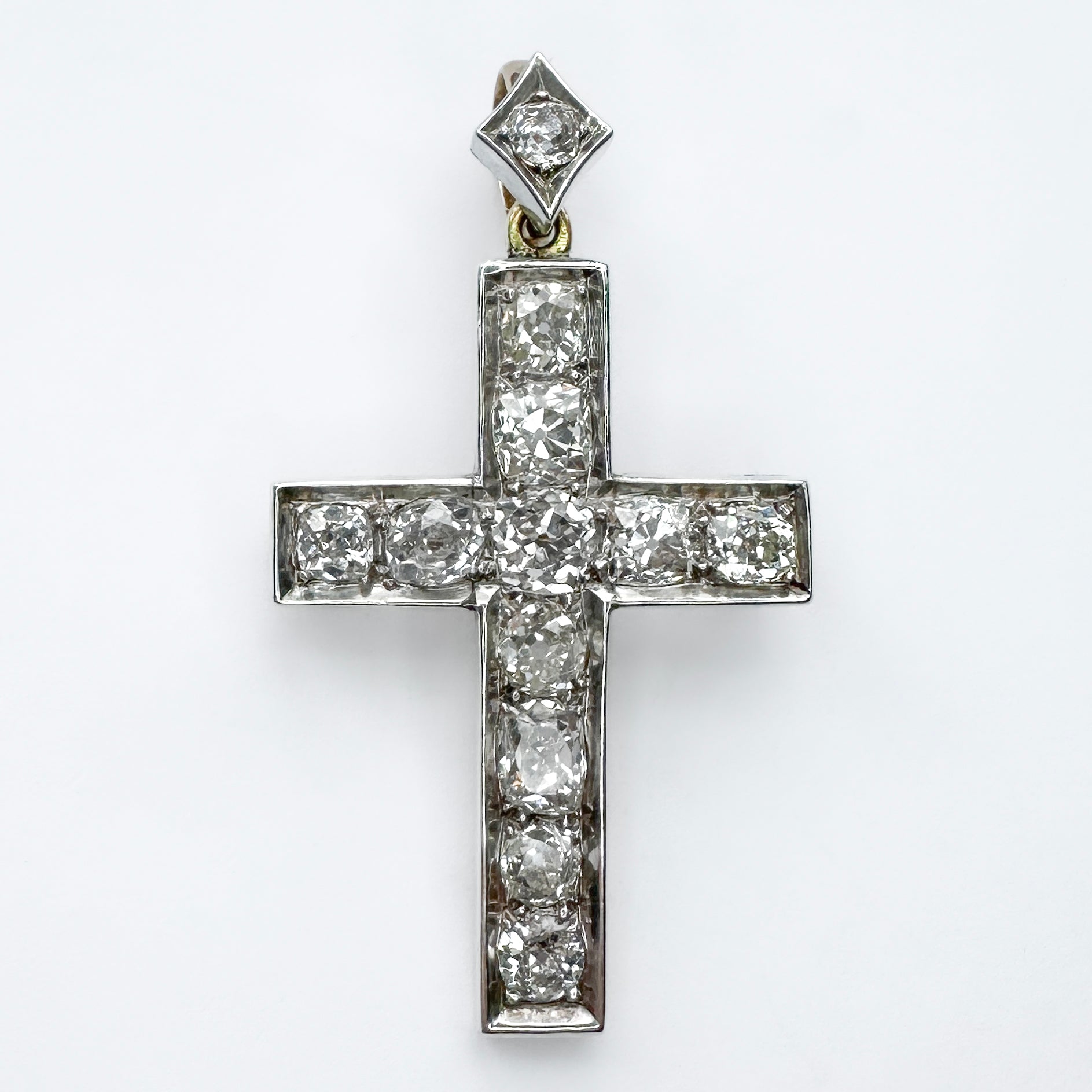 Victorian Antique 5ct Old Cut Diamond Cross Pendant