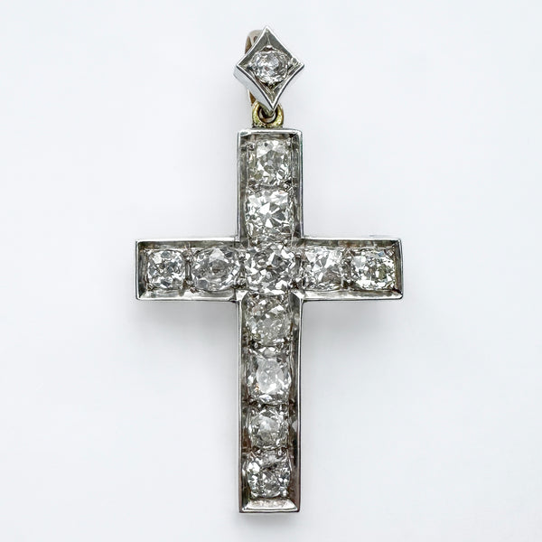 Victorian Antique 5ct Old Cut Diamond Cross Pendant