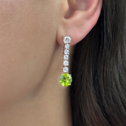 Diamond &amp; Peridot Drop Earrings