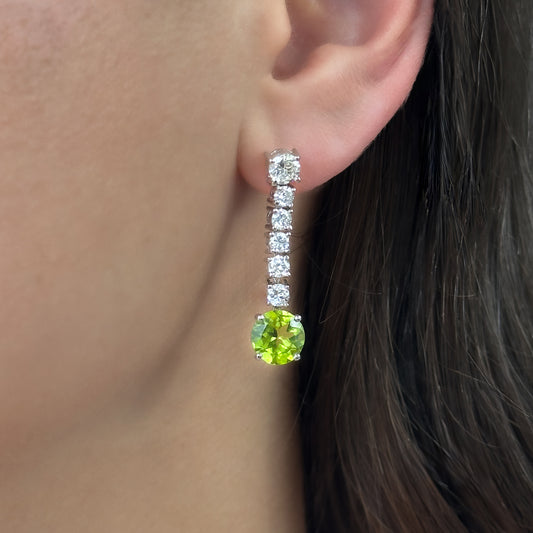 Diamond &amp; Peridot Drop Earrings