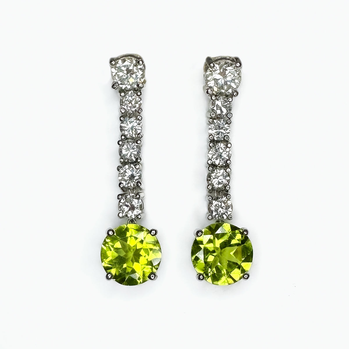 Diamond & Peridot Drop Earrings