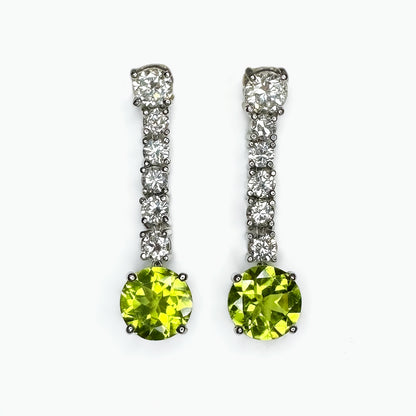 Diamond & Peridot Drop Earrings