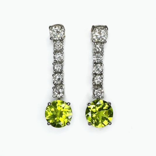 Diamond & Peridot Drop Earrings