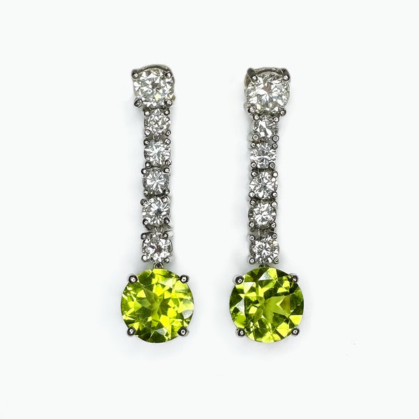 Diamond & Peridot Drop Earrings