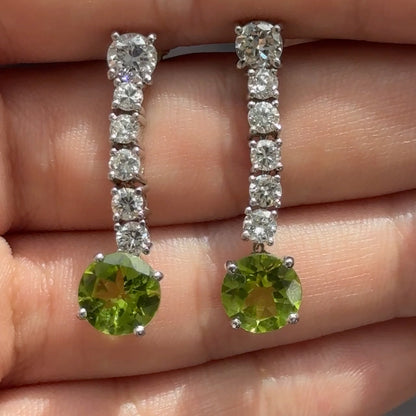 Diamond &amp; Peridot Drop Earrings