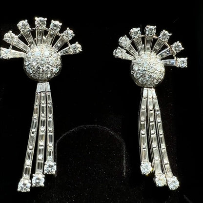 Vintage Art Deco Diamond Day and Night Earrings, 5cts