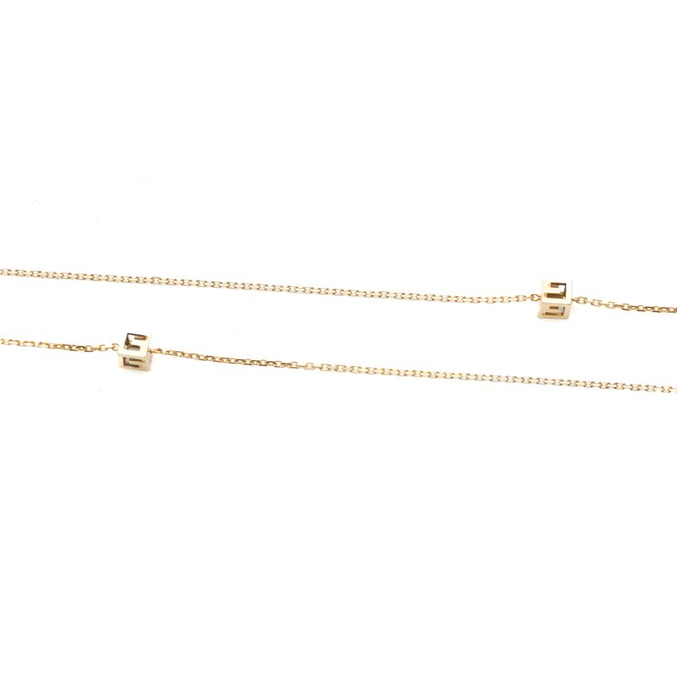 Gucci 18ct Yellow Gold G Logo Cube Long Chain Necklace
