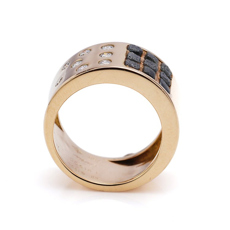 Cartier 18ct Gold Band Ring with Brilliant and Rough Diamonds