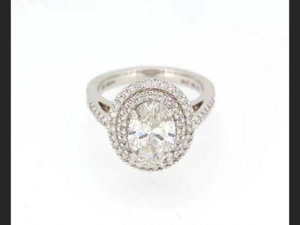 Diamond Halo Cluster Ring, 2.32 carats, 18ct White Gold