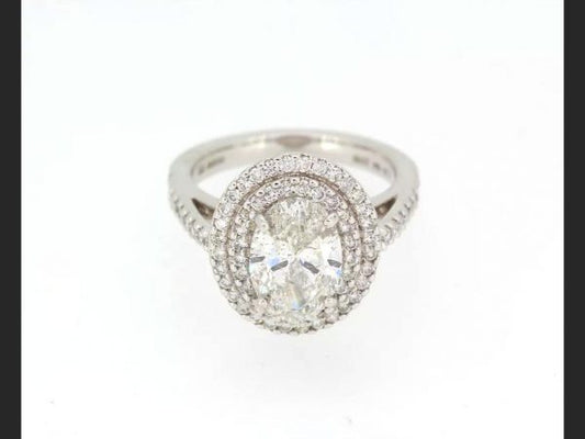 Diamond Halo Cluster Ring, 2.32 carats, 18ct White Gold