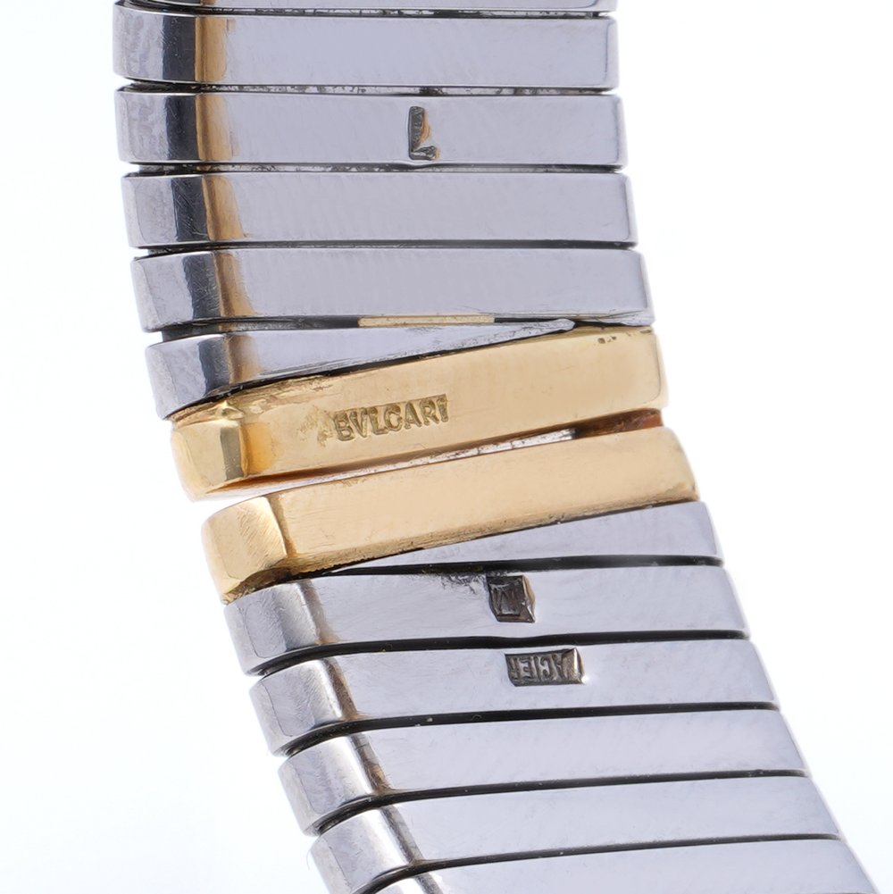 Bulgari Tubogas Gold and Steel Watch Signed Hallmarked