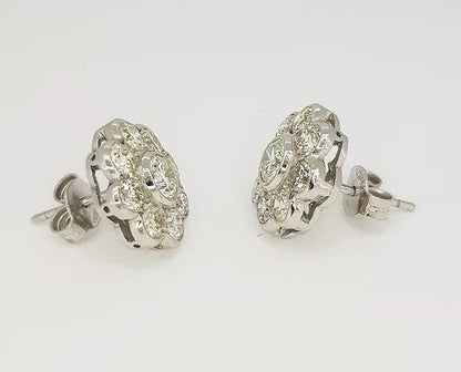 2.55ct Diamond Daisy Flower Cluster Stud Earrings, in 18ct white gold