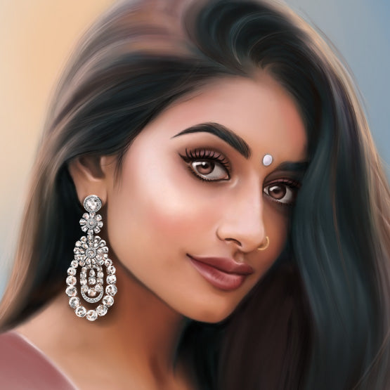 Rose Cut Diamond Chandelier Earrings; rose cut round and pear-shaped diamonds are suspended from brilliant cut diamond studs, 10.64 carat total, 18ct white gold